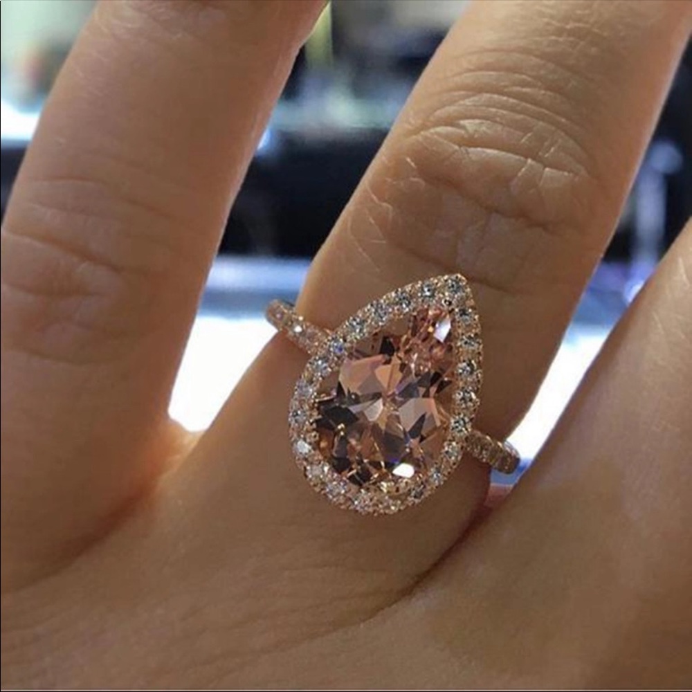 Beautiful Tear Drop Rose Gold Ring - Picture 2 of 8